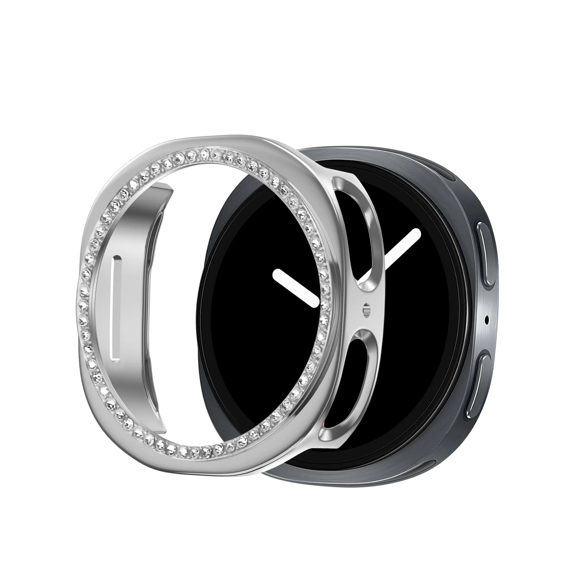 Bandz Samsung Galaxy Watch 8 - 40mm / 9 - 40mm Diamond PC Case (Silver)