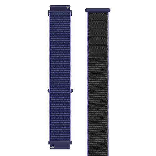 Nylon Strap, blue/black, laid flat, separate parts, direct top view