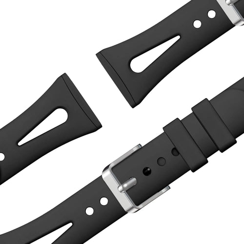 Silicone Strap 'Slim', black, laid flat, separate parts, direct top view