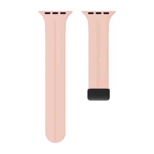 D-Buckle Silicone Strap, light pink, laid flat, separate parts, direct top view