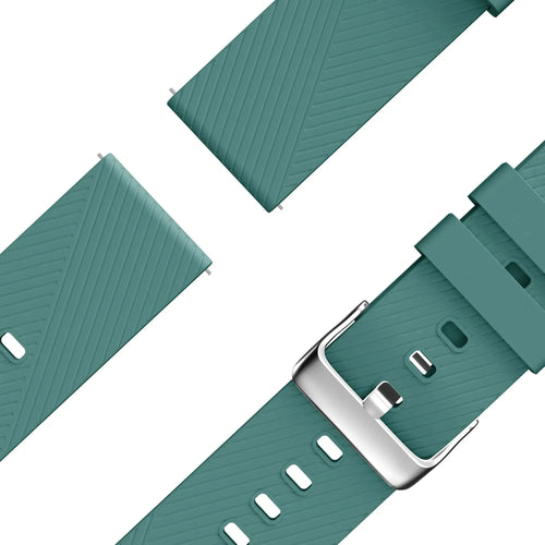 Silicone Strap 'Deluxe', viridian, laid flat, separate parts, direct top view