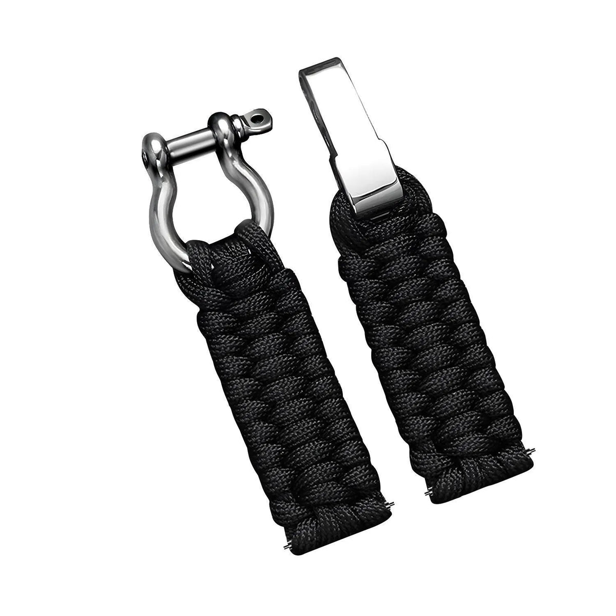 Nylon Rope Strap, black, laid flat, separate parts, direct top view
