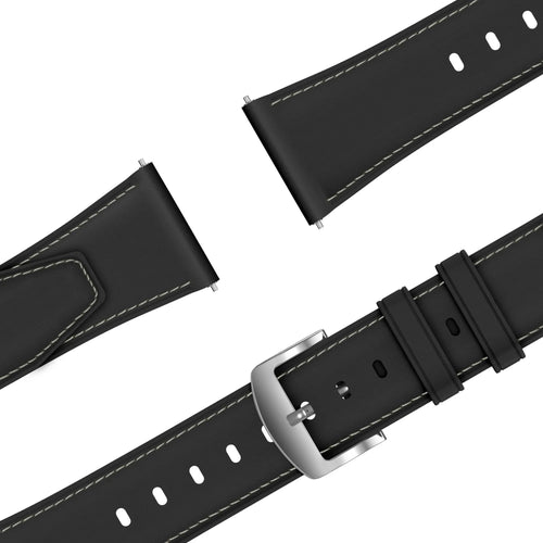 Bandz Oppo Watch S lederen band 'Easy fit' (zwart)
