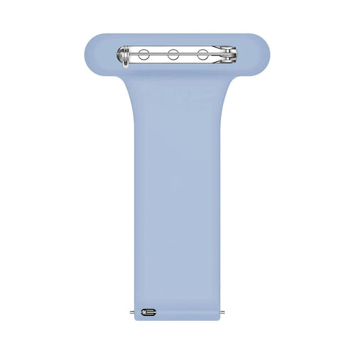 Silicone Nurse Fob, light blue, laid flat, separate parts, direct top view
