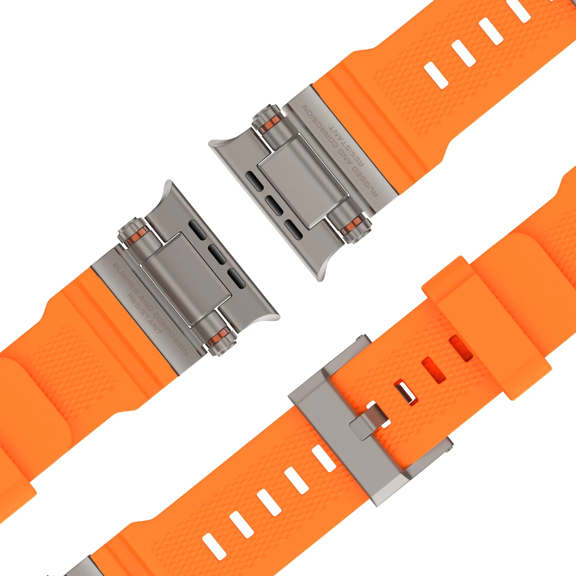 Bandz Apple Watch siliconen band 'Explorer' (oranje met titanium)
