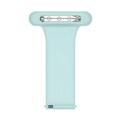 Silicone Nurse Fob, light green, laid flat, separate parts, direct top view