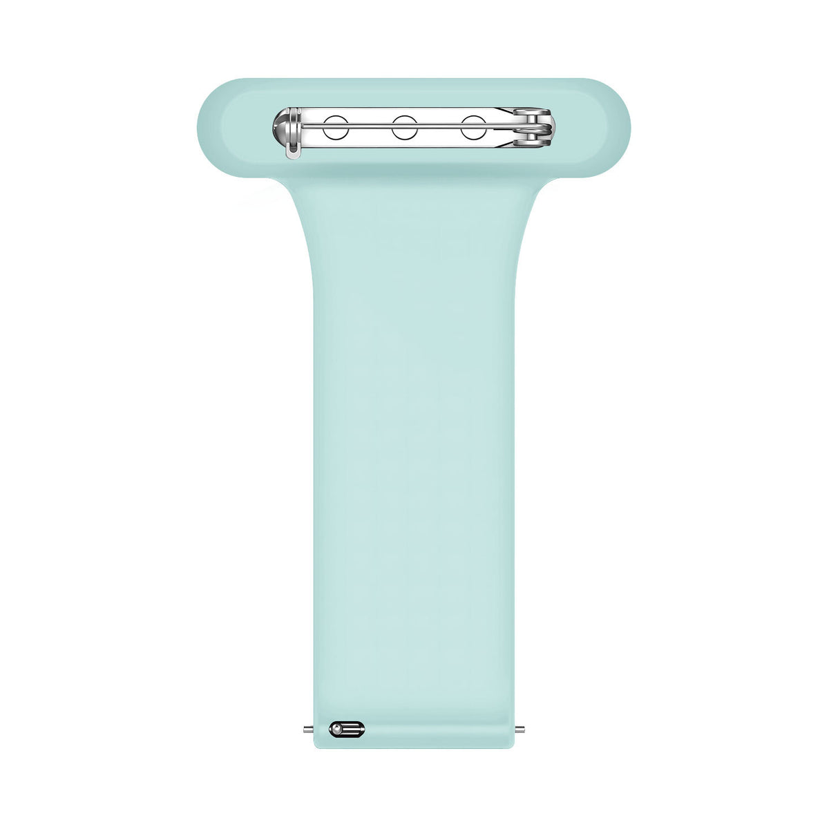 Silicone Nurse Fob, light green, laid flat, separate parts, direct top view