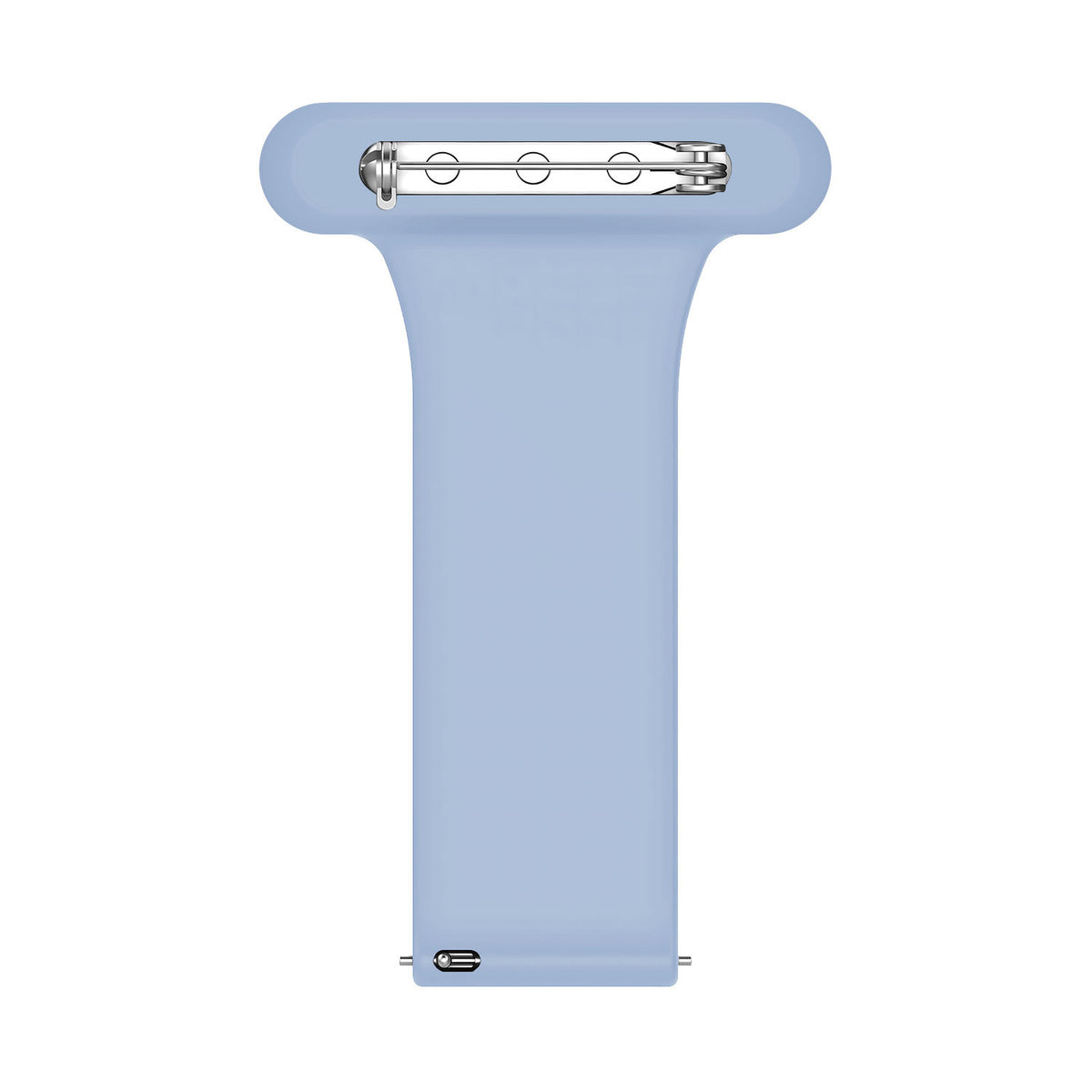 Silicone Nurse Fob, light blue, laid flat, separate parts, direct top view