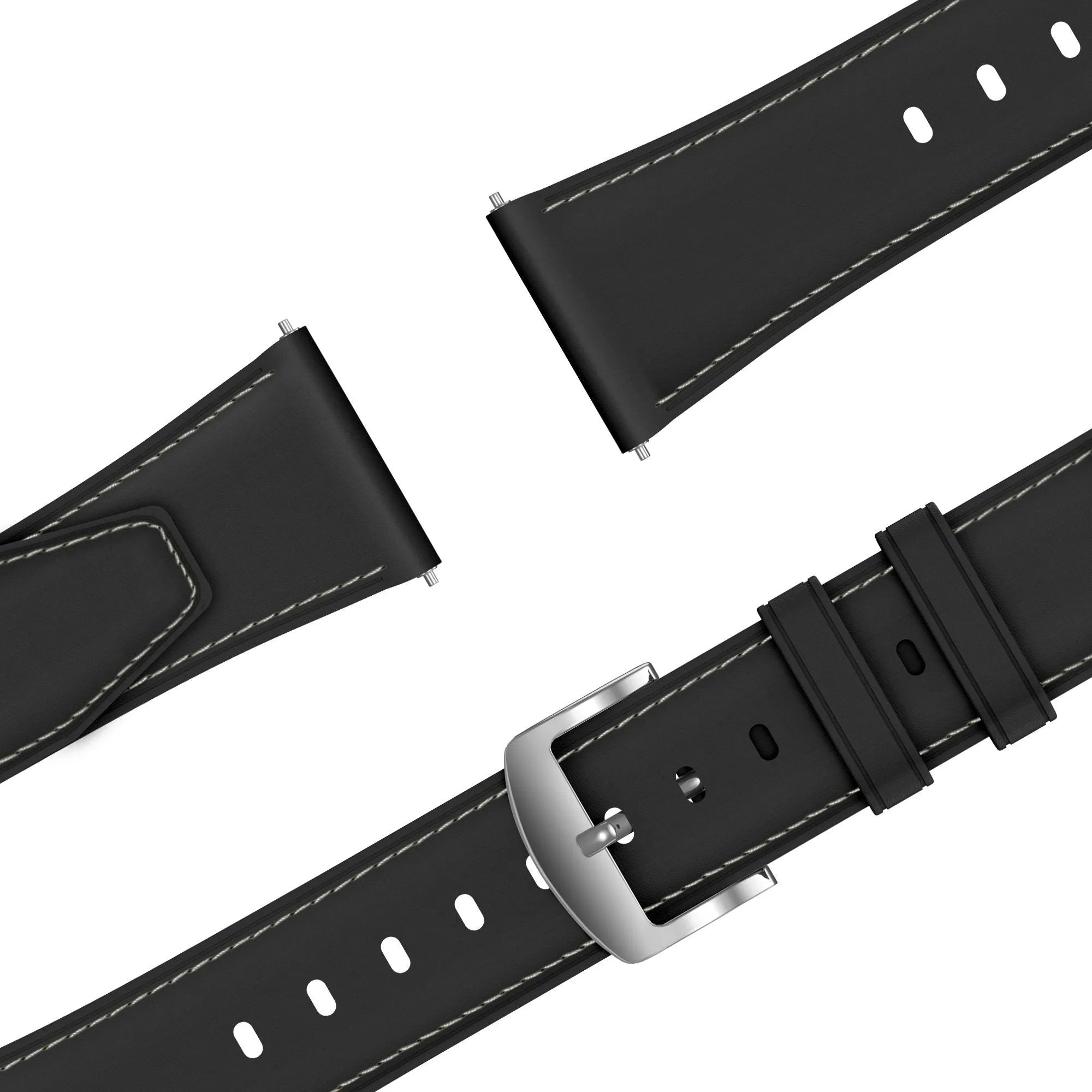 Bandz Oppo Watch X3 lederen band 'Easy fit' (zwart)