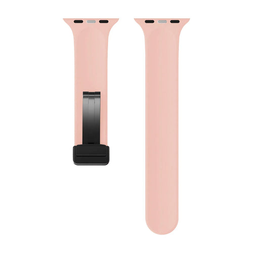 D-Buckle Silicone Strap, light pink, laid flat, separate parts, direct top view