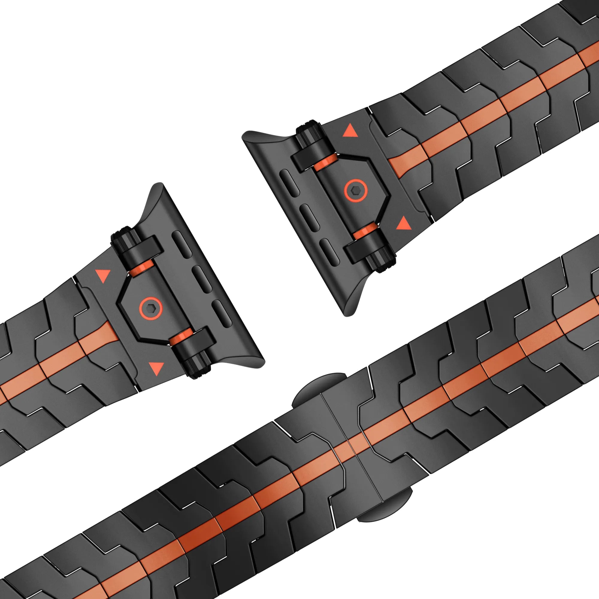 Bandz Apple Watch metalen grain band 'Deluxe' (zwart/oranje)