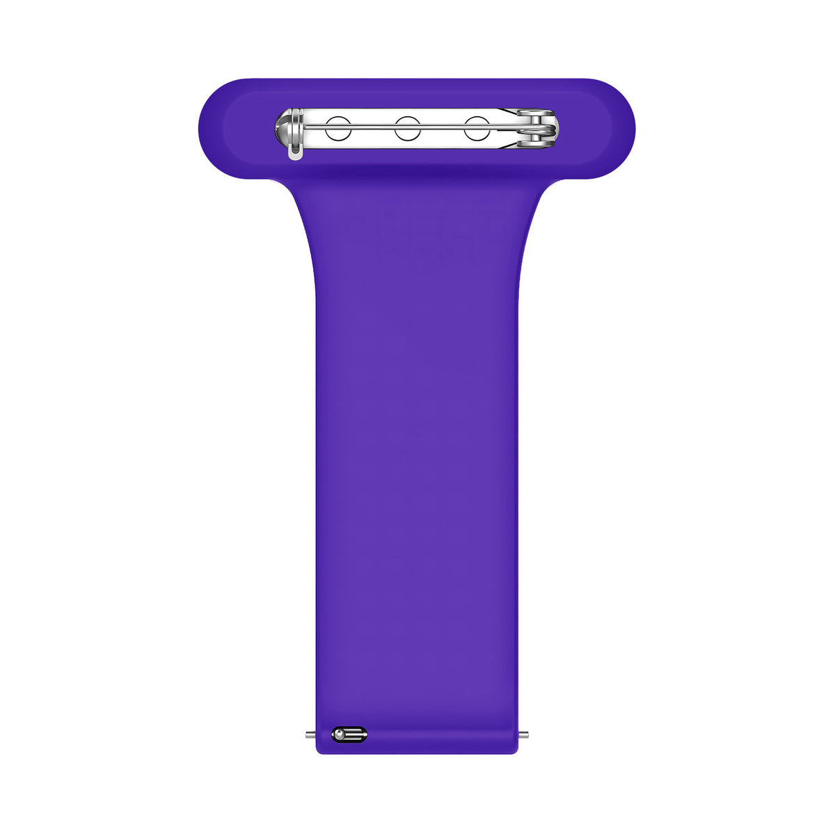 Silicone Nurse Fob, purple, laid flat, separate parts, direct top view