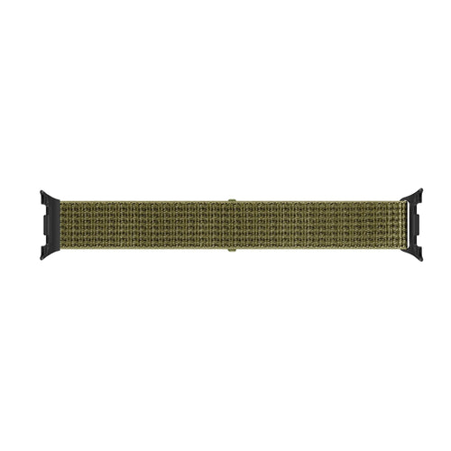 Nylon Strap, olive, laid flat, separate parts, direct top view
