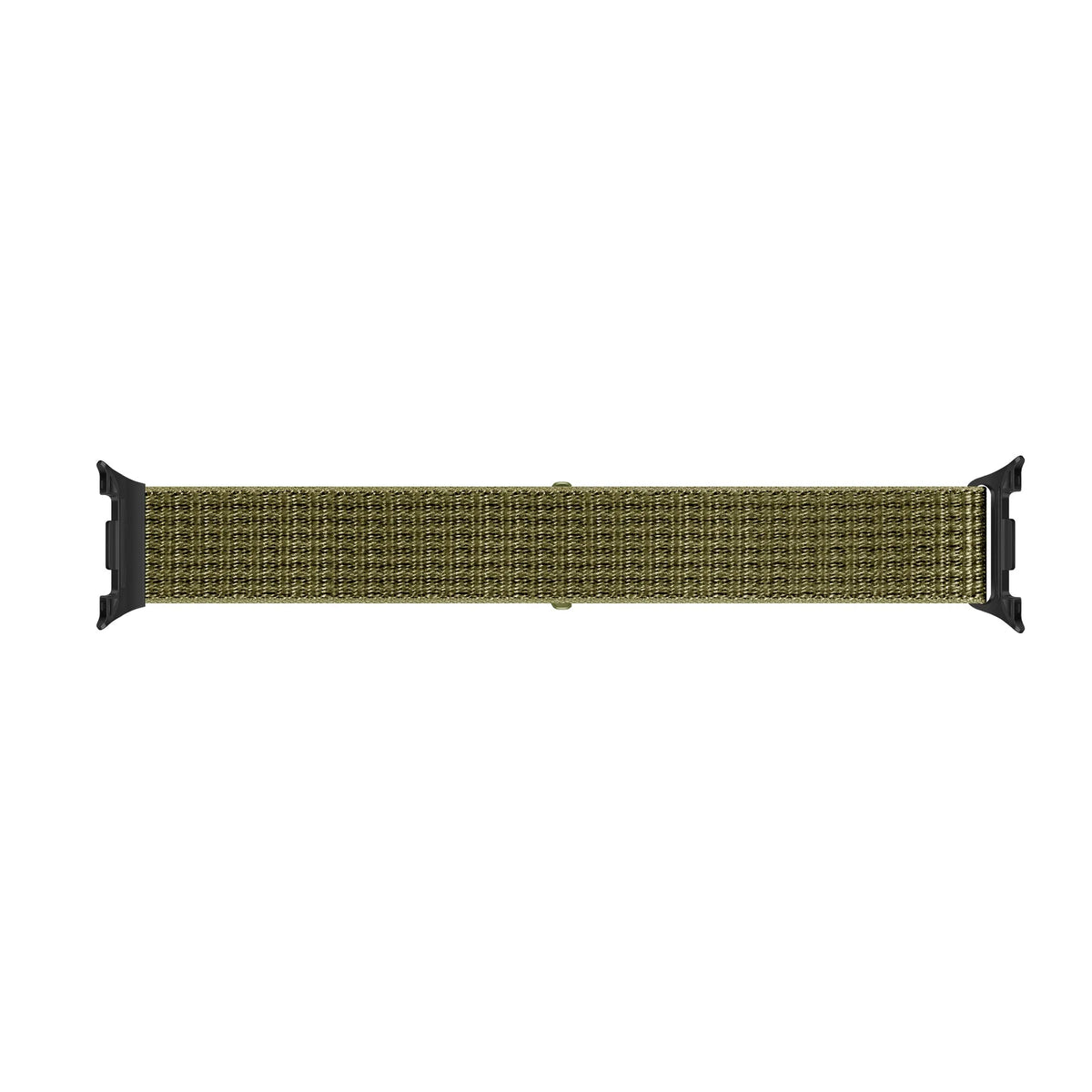 Nylon Strap, olive, laid flat, separate parts, direct top view