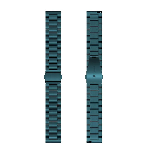 Steel Strap, dark green, laid flat, separate parts, direct top view