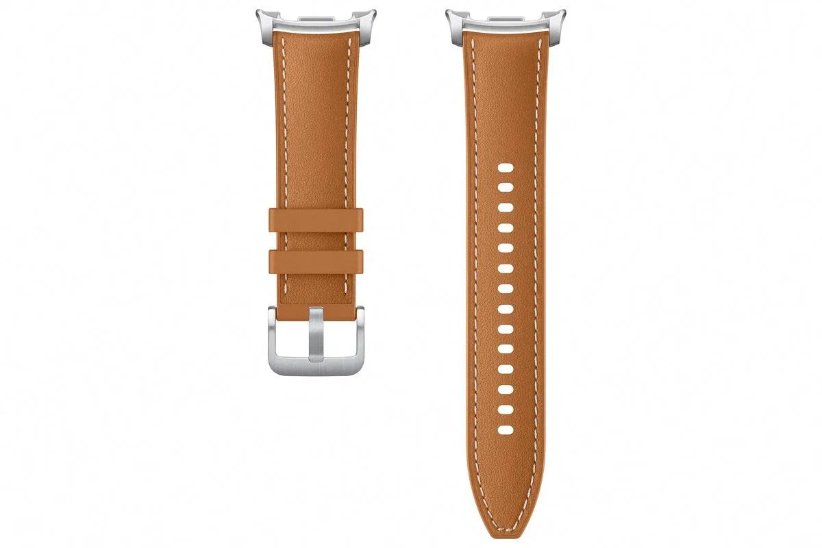 Leather Original Hybrid Strap, camel, laid flat, separate parts, direct top view
