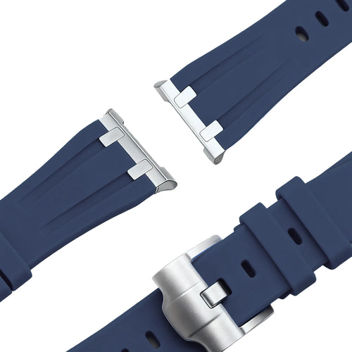 Bandz Samsung Galaxy Watch 8 Classic siliconen band 'Luxe Liquid' (donkerblauw)