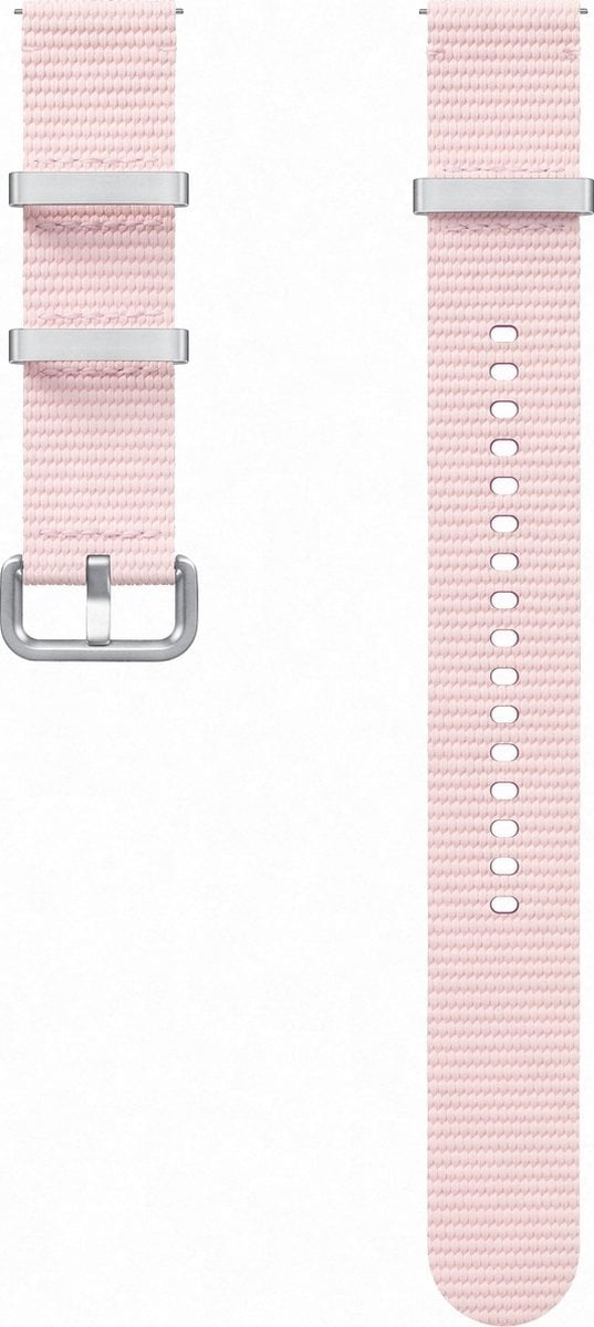 Nylon Athleisure Strap, pink, laid flat, separate parts, direct top view