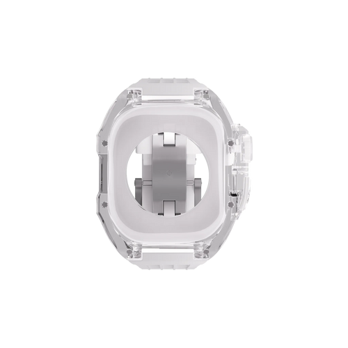 Reqior Apple Watch 45mm polymer case met rubberen band (transparant)