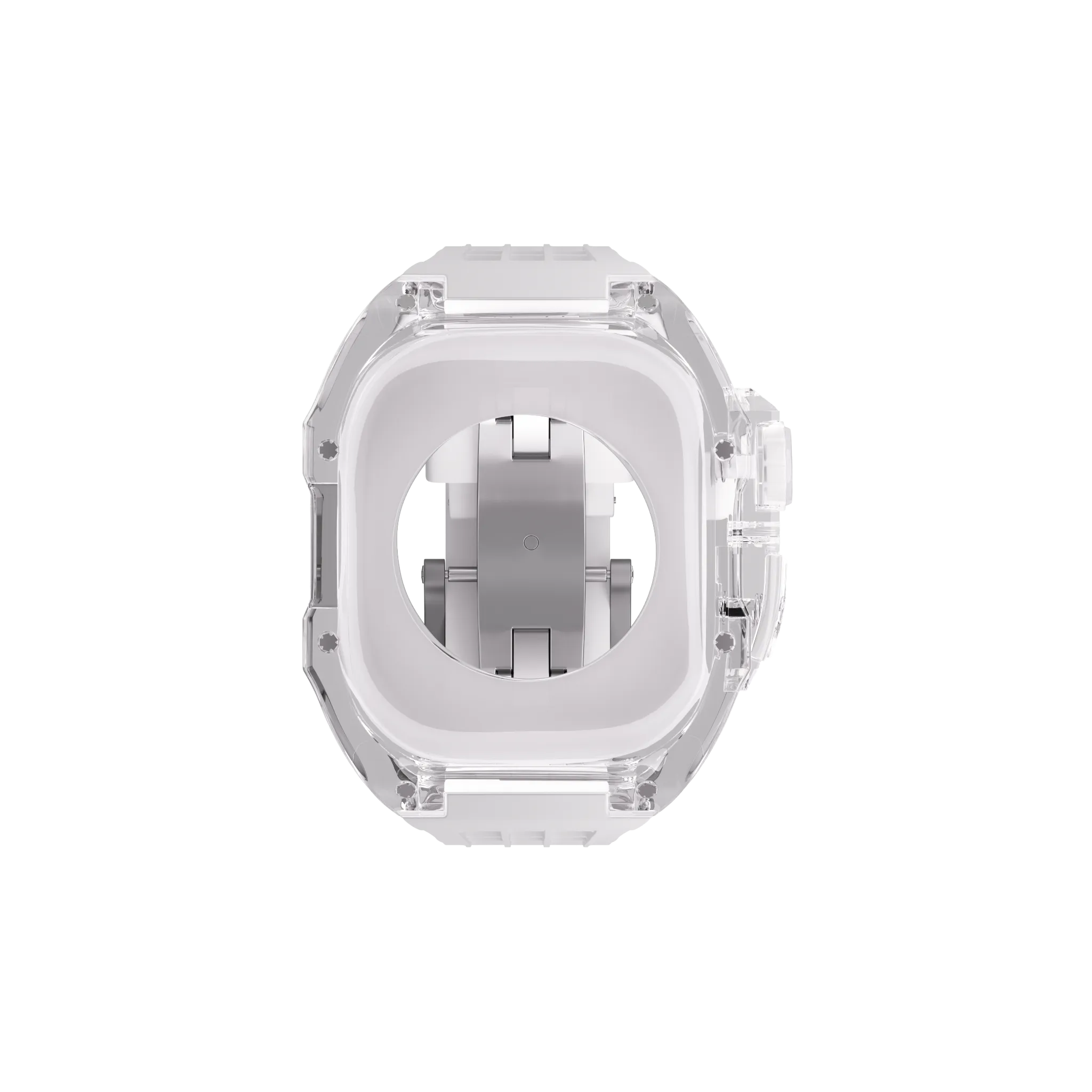 Reqior Apple Watch 45mm polymer case met rubberen band (transparant)