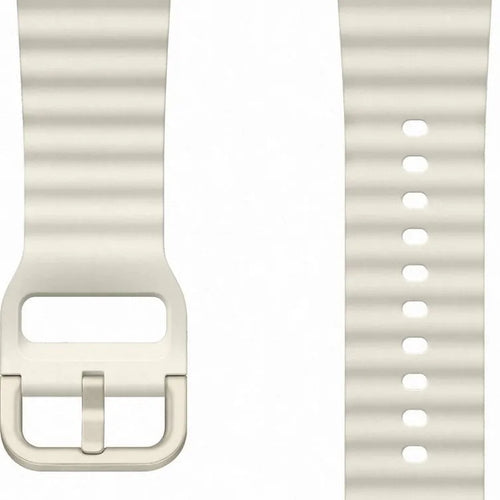 Silicone Sport Strap, cream, laid flat, separate parts, direct top view