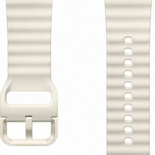 Silicone Sport Strap, cream, laid flat, separate parts, direct top view