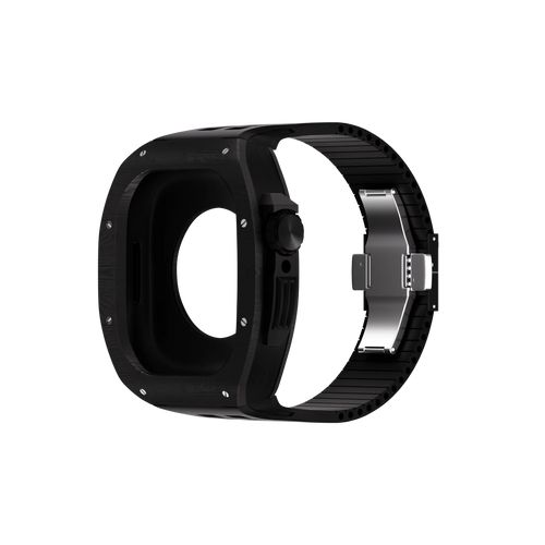 Reqior Apple Watch 45mm polymer case met rubberen band (carbon zwart)