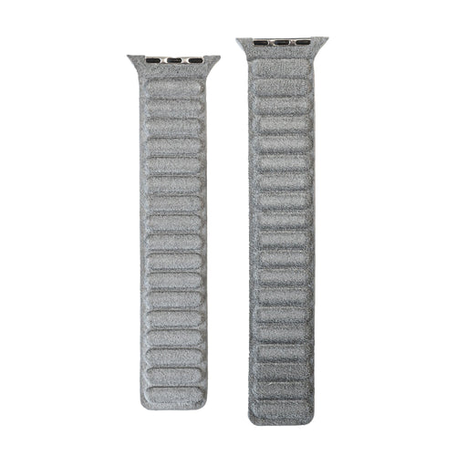 Nylon Alcantara Strap, grey, laid flat, separate parts, direct top view