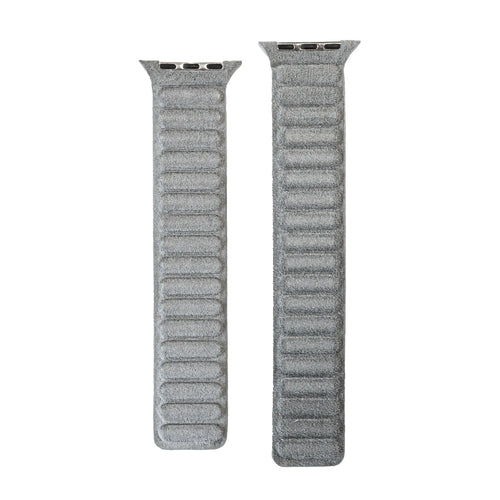 Nylon Alcantara Strap, grey, laid flat, separate parts, direct top view