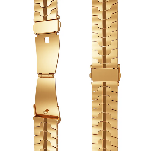 Steel Iron Strap, rose gold, laid flat, separate parts, direct top view