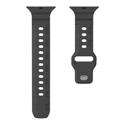 Silicone Strap 'Armour', black, laid flat, separate parts, direct top view