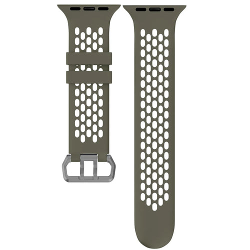 Silicone Buckled Sport Strap, laid flat, separate parts, direct top view