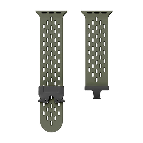 Apple Watch siliconen air bandje met P-Buckle (legergroen)