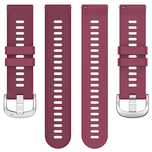 Silicone Strap, wine red, laid flat, separate parts, direct top view