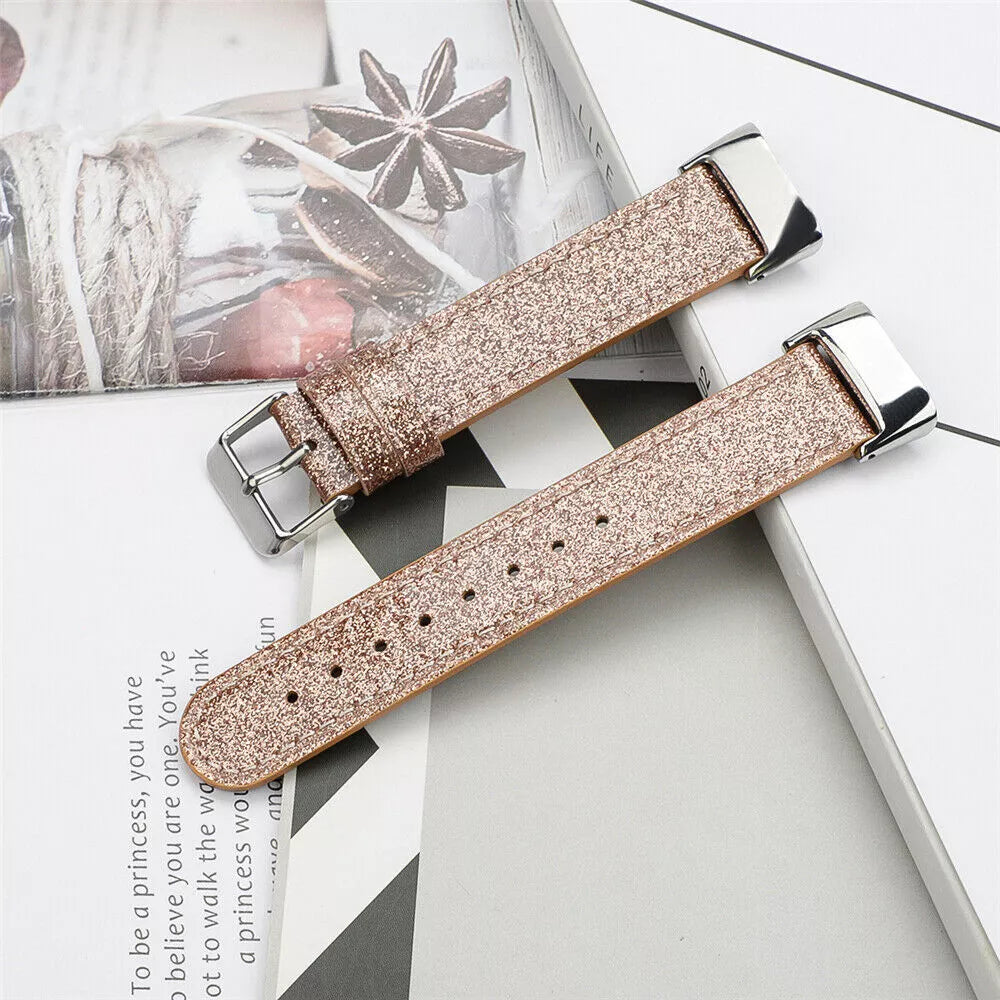 Fitbit Charge 6 leren bandje (donkergoud)