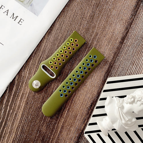 Silicone Sport Strap, laid flat, separate parts, direct top view