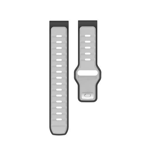 Outdoor Duo Silicone Strap, grey/black, laid flat, separate parts, direct top view