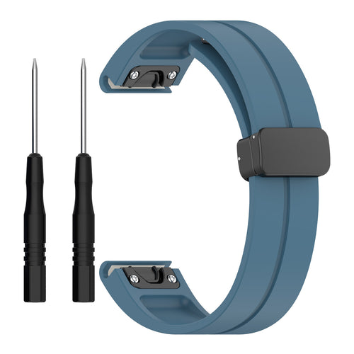 Garmin Quatix 8 Pro - 47mm D-Buckle Silicone Strap (Grey-Blue)