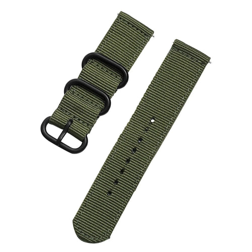 Nylon Buckle Strap, green, laid flat, separate parts, direct top view