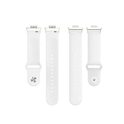 Silicone Sport Strap, white, laid flat, separate parts, direct top view