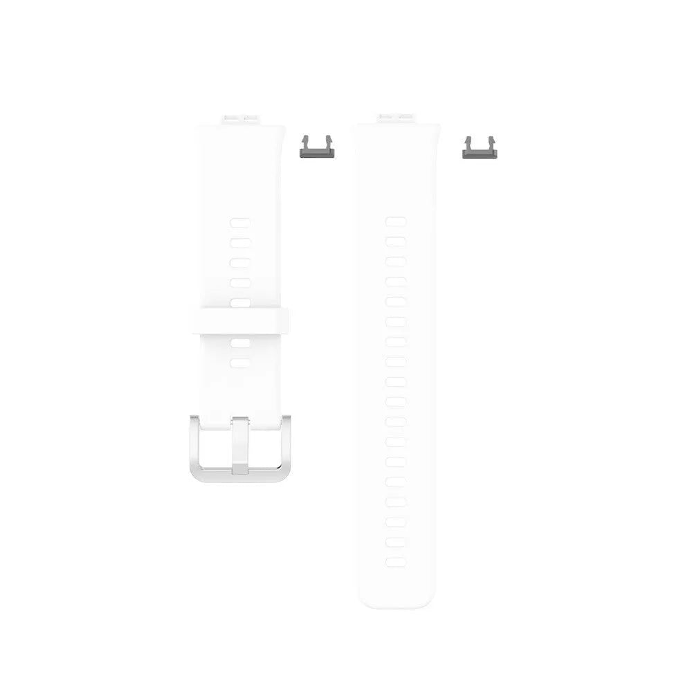 Silicone Strap, white, laid flat, separate parts, direct top view