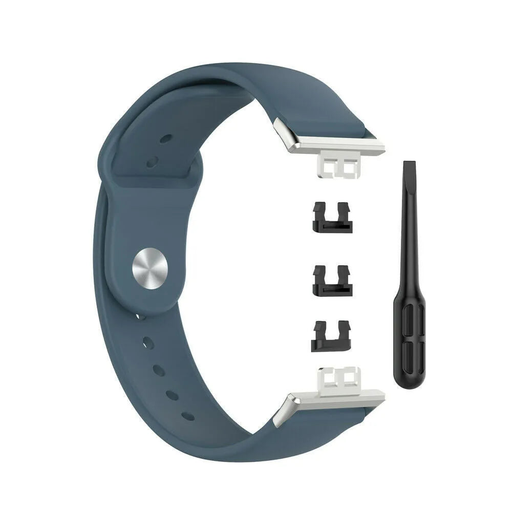 Silicone Sport Strap, laid flat, separate parts, direct top view