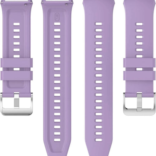 Silicone Strap, light purple, laid flat, separate parts, direct top view