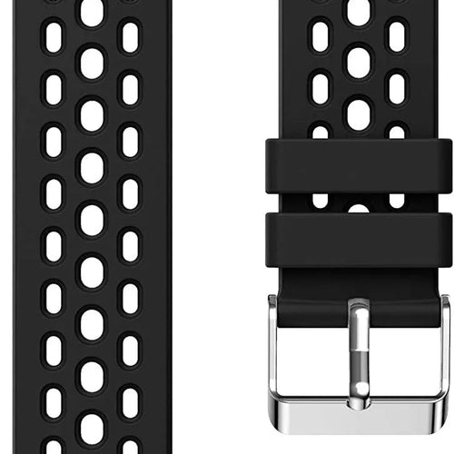 Breathable Silicone Strap, black, laid flat, separate parts, direct top view