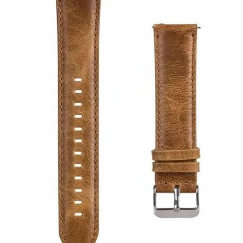 Leather Strap, brown, laid flat, separate parts, direct top view