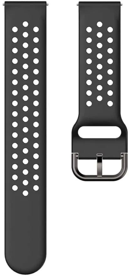 Breathable Silicone Strap, black, laid flat, separate parts, direct top view