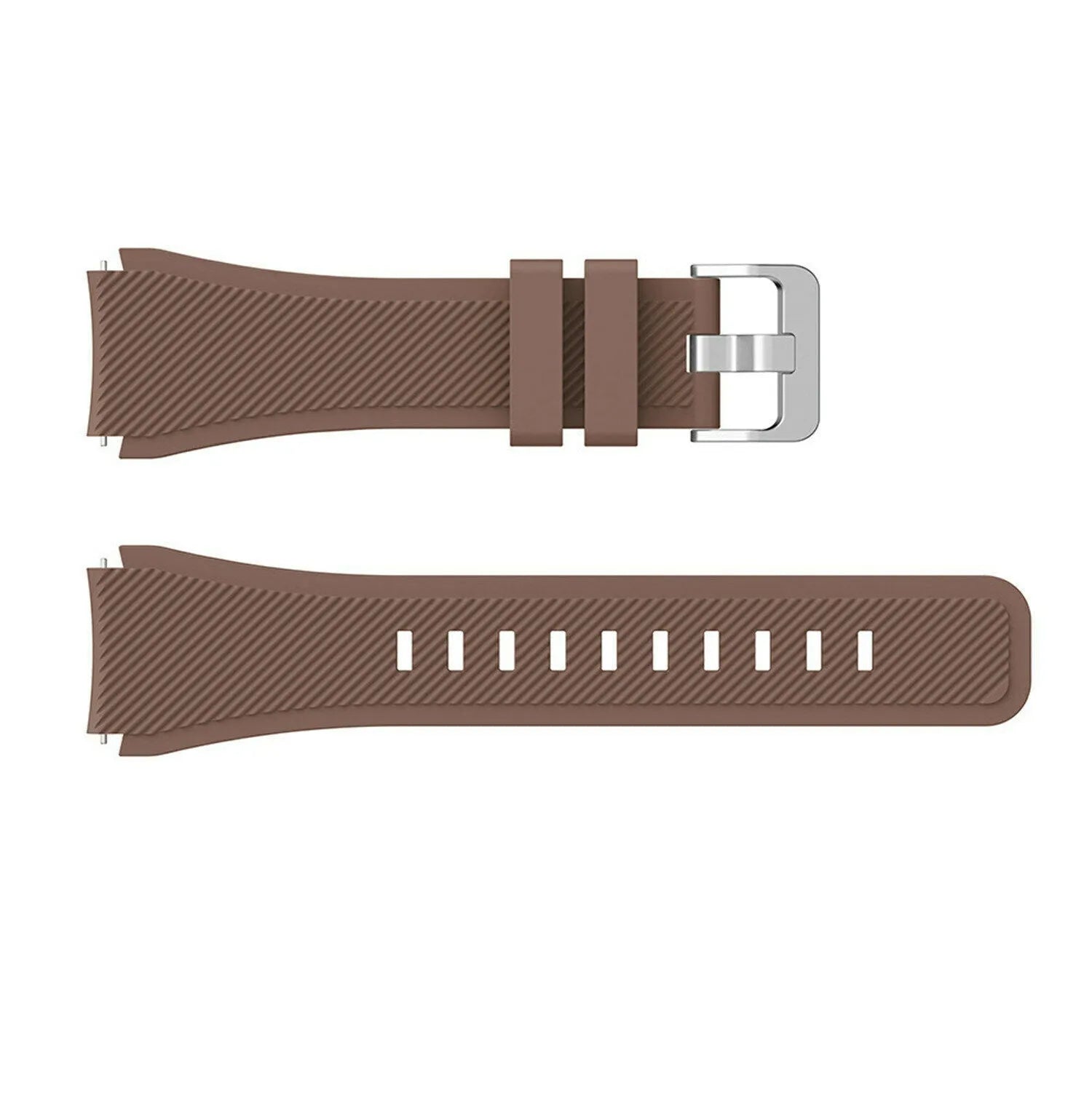 Twill Silicone Strap, brown, laid flat, separate parts, direct top view