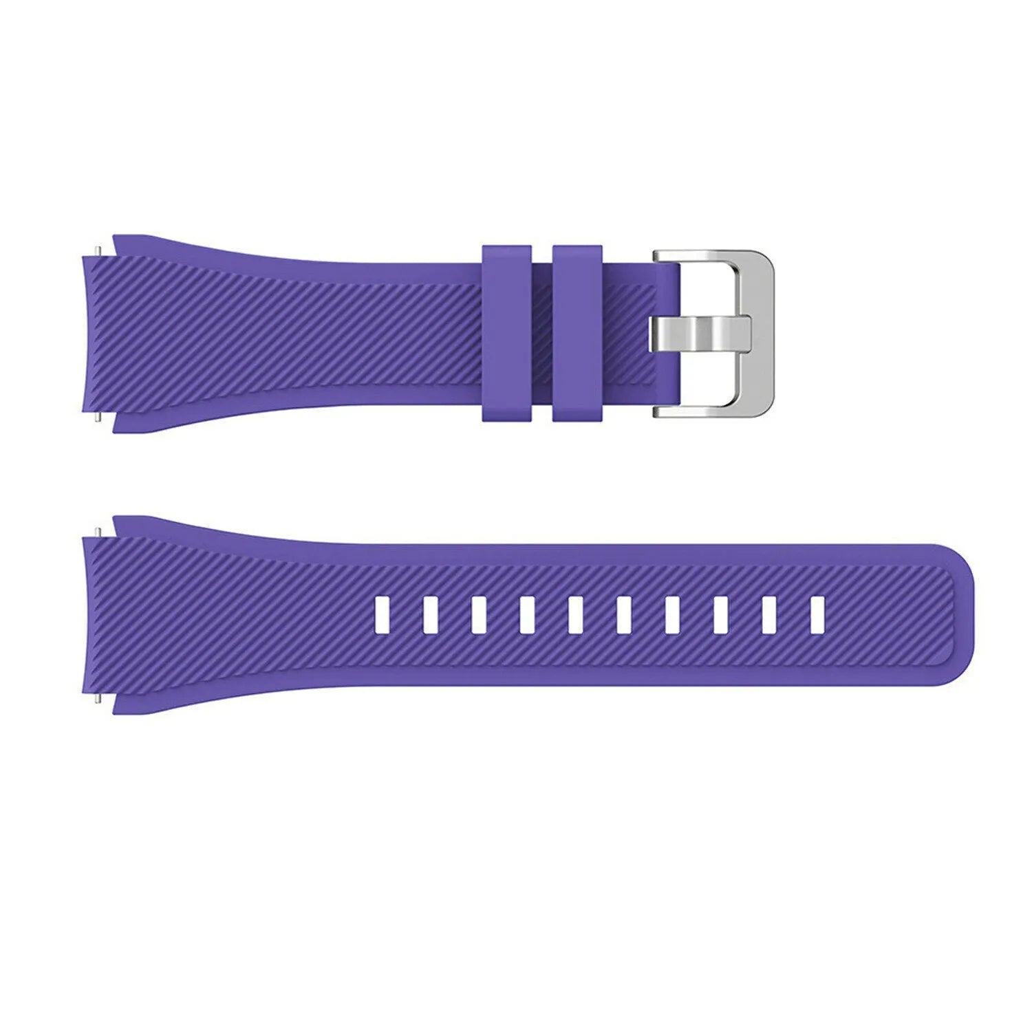 Twill Silicone Strap, purple, laid flat, separate parts, direct top view