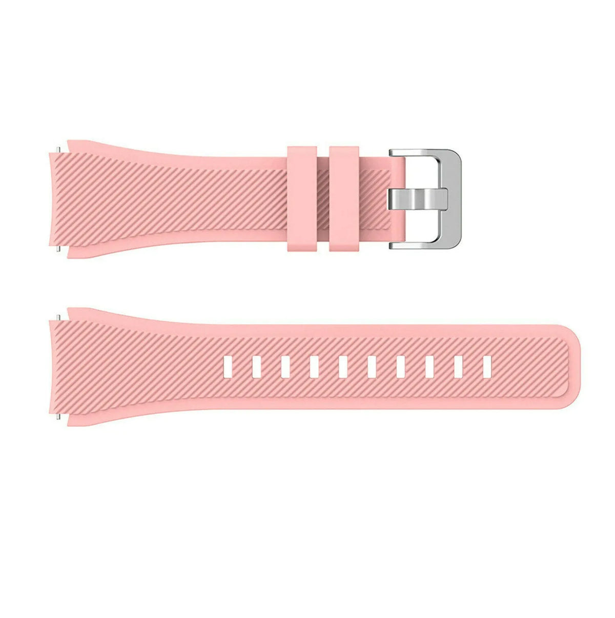 Twill Silicone Strap, pink, laid flat, separate parts, direct top view