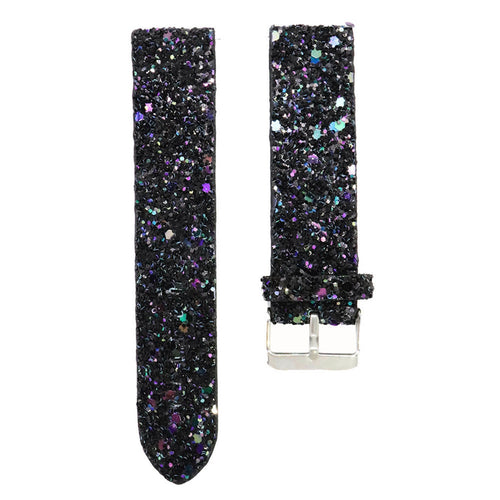 Amazfit Active 2 leren glitter bandje (zwart)